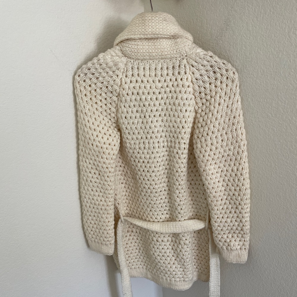 Vintage handmade 70s crochet cardigan cream ivory size XS/S chunky grandmacore - Picture 4 of 7